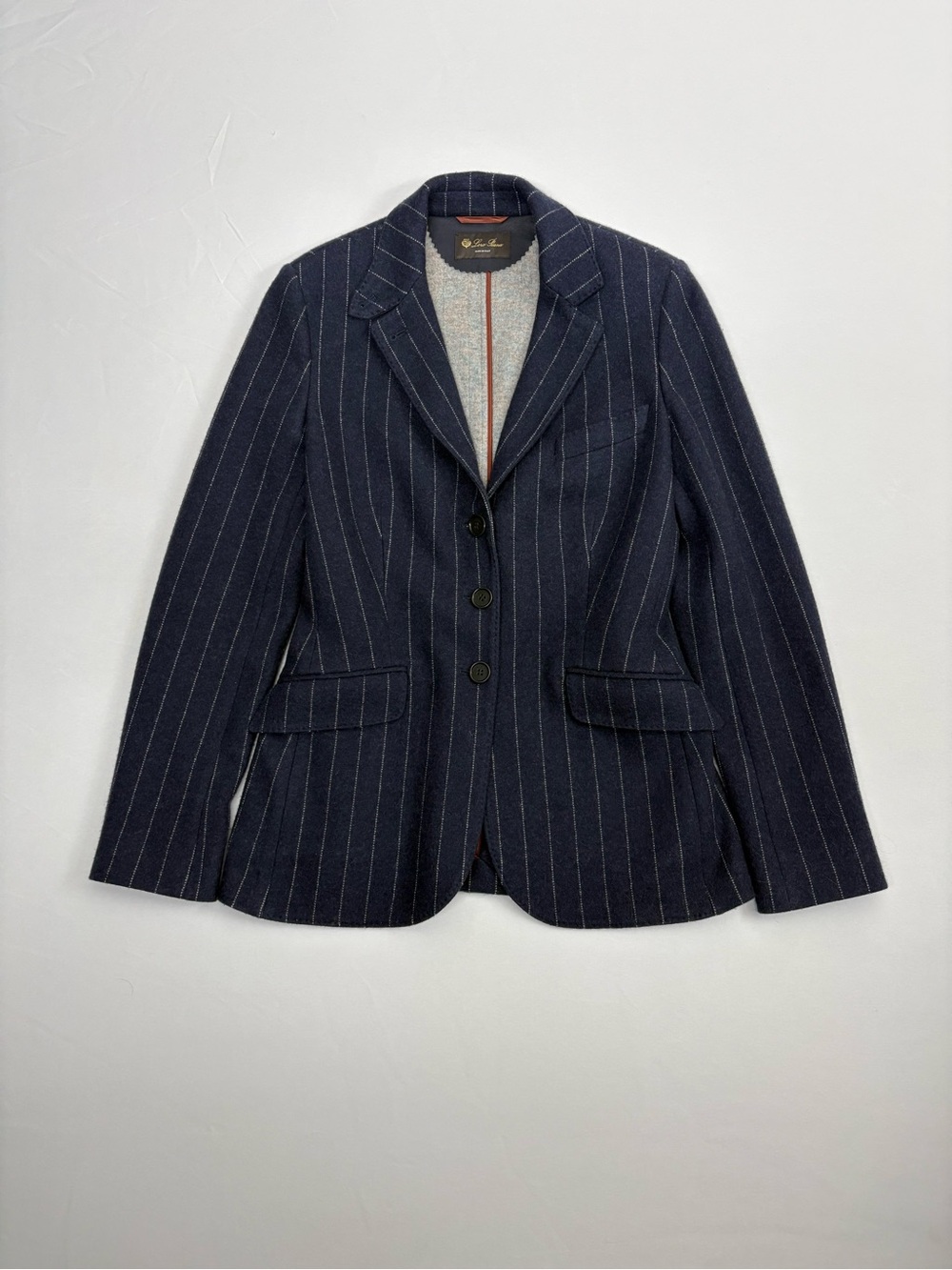 Loro Piana Double-Faced Cashmere Unstructured Pinstripe 42 Blazer Jacket FAF8366
